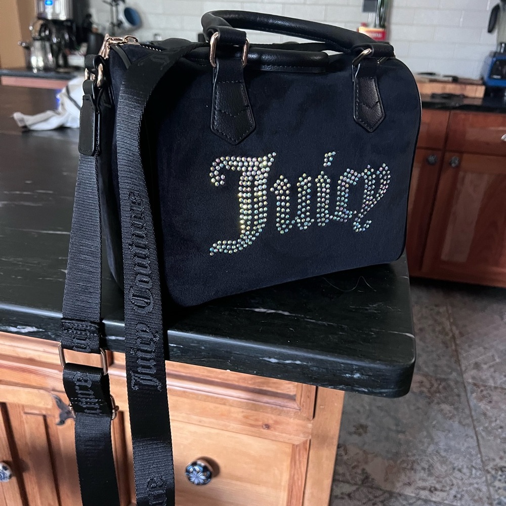 NEW Juicy Couture Black Velour Obsession Satchel